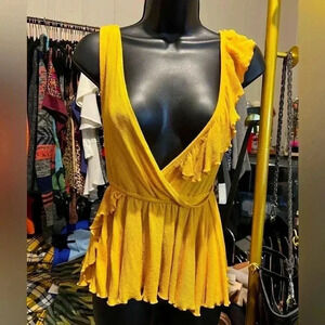 Golden Yellow Mustard Free People Tank Top